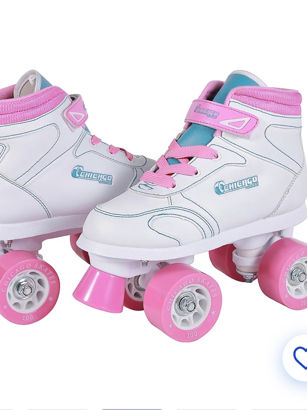 Chicago Skates White Roller Skates with Pink Accents